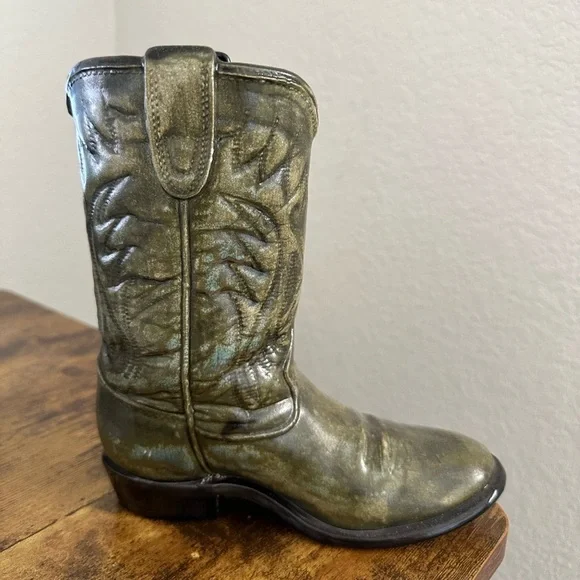 Ceramic Decorative Western Green Cowboy Boot Flower Vase/Planter Dark Green - Picture 2 of 7
